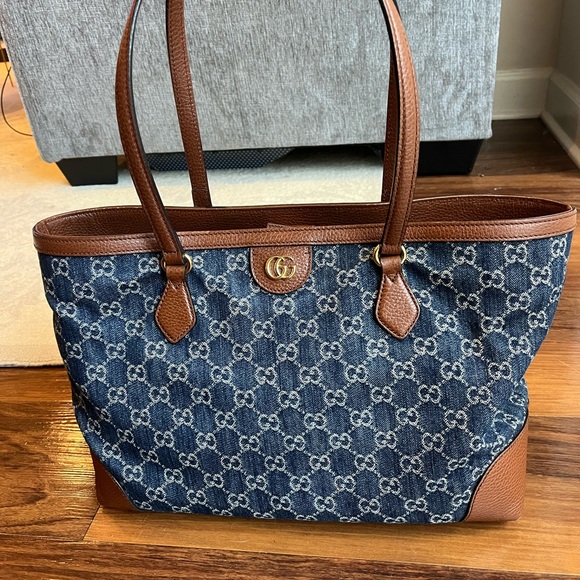 Gucci Denim and Leather Tote - Picture 1 of 5
